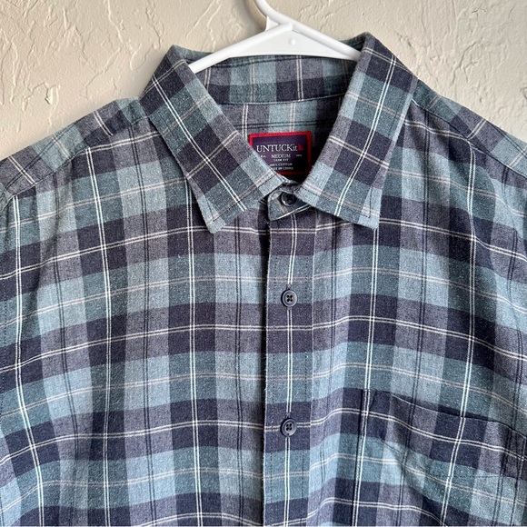 UNTUCKit Mens Plaid Flannel Long Sleeve Green Button Down Shirt Sz Medium - Picture 1 of 12